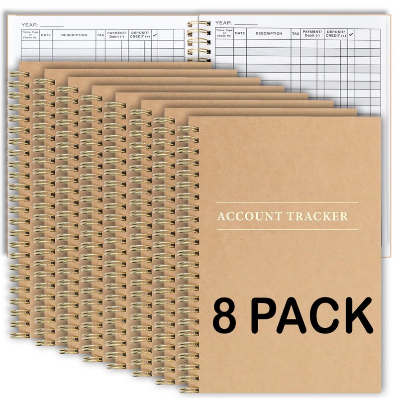 8 عبوات من كتب دفتر الأستاذ المحاسبية لتتبع ميزانية المنزل، ومسك الدفاتر التجارية - دفتر تتبع نفقات المنزل - دفتر أستاذ النفقات لمسك الدفاتر التجارية الصغيرة - كتاب مسك الدفاتر (100 صفحة 8 حزم) - Image 1